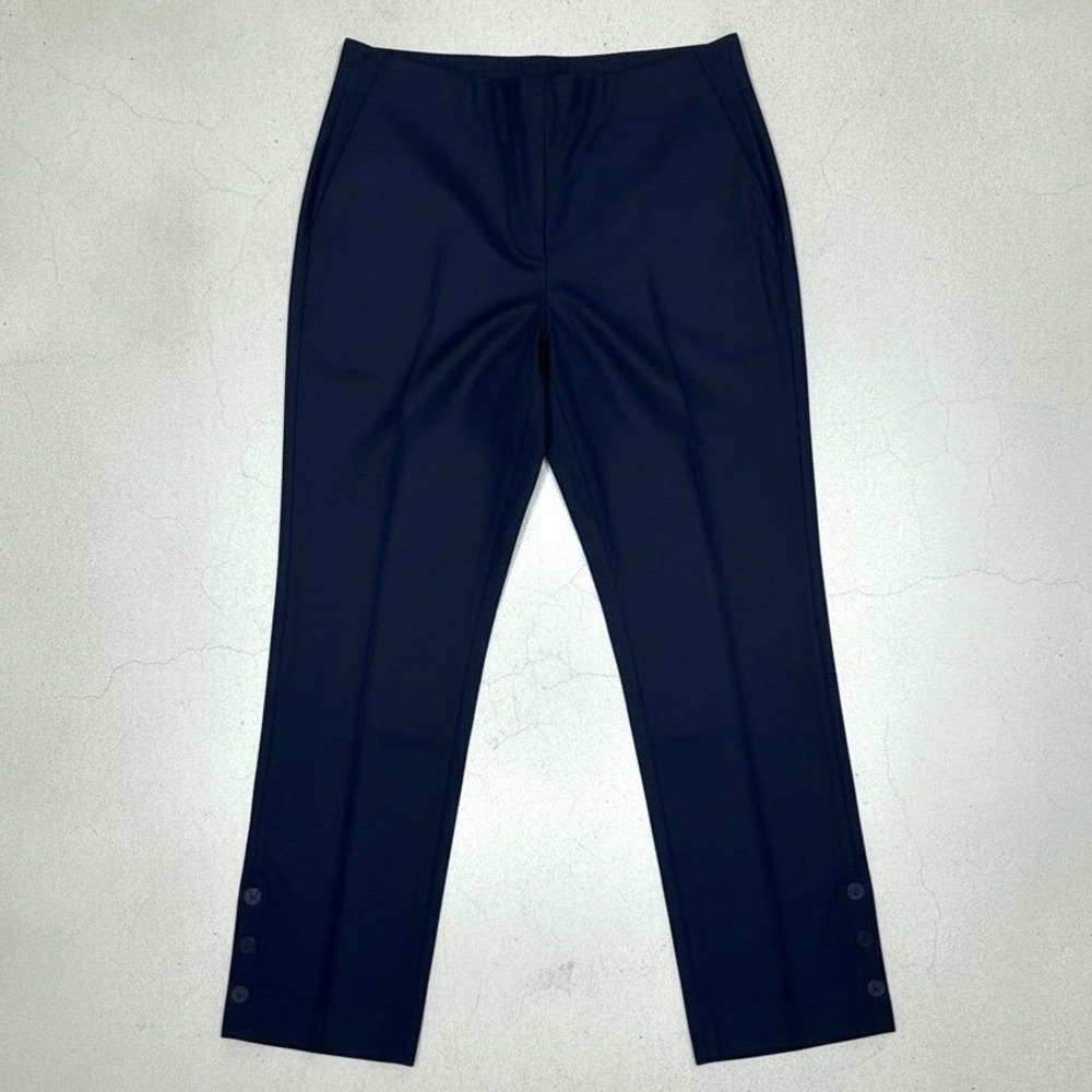 J.โ Jill High Rise Tapered Leg Linen Stretch Ankle Pants Lagenlook Button Detail